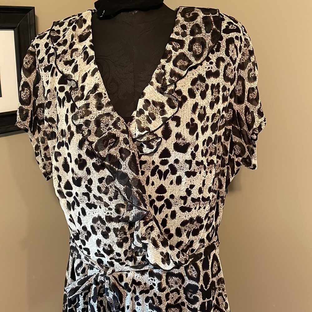Leopard print  dress with separate black slip for liner.